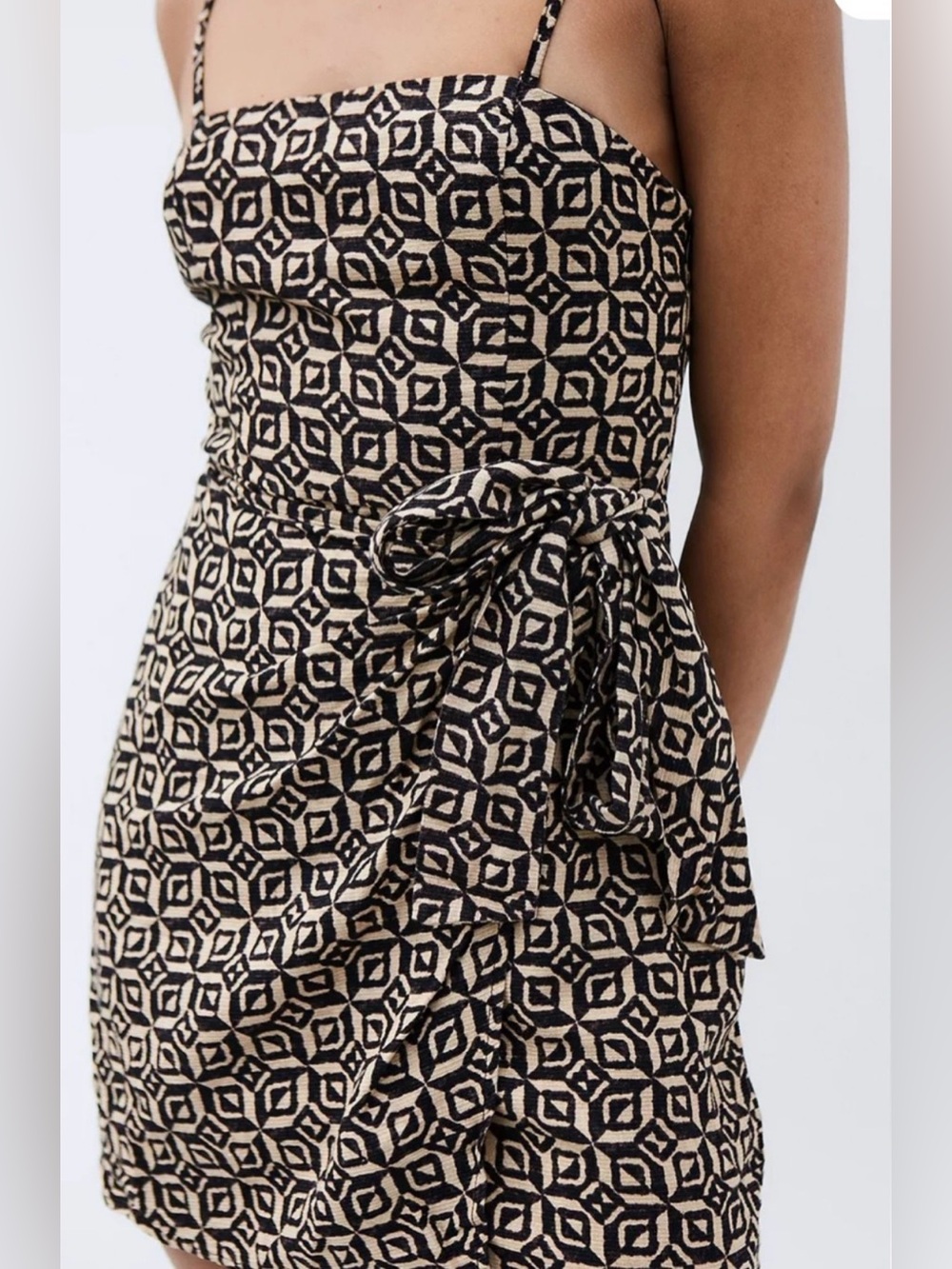 Urban Outfitters UO Juliette Black Geo Wrap-Around Mini Dress - Medium